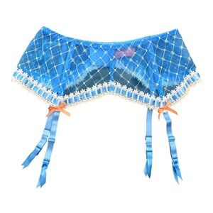 NEW Curvy Kate Blue Lace Embroidered‎ Garter Suspender Belt Size UK 12 Lingerie